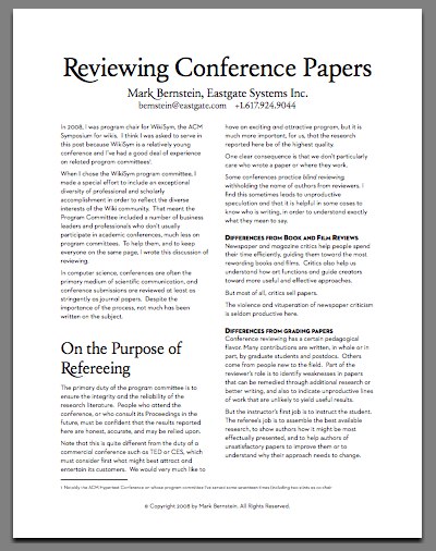 Reviewing Conference Papers
